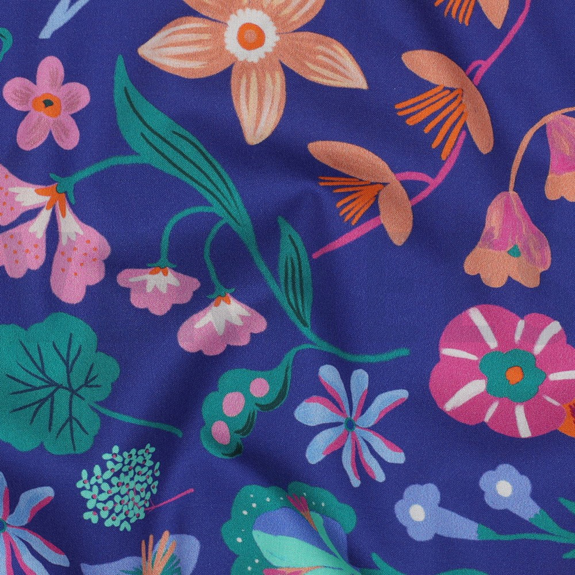FINE POPLIN DIGITAL MEADOW FLOWER NERIDA HANSEN ROYAL BLUE (high resolution) #2