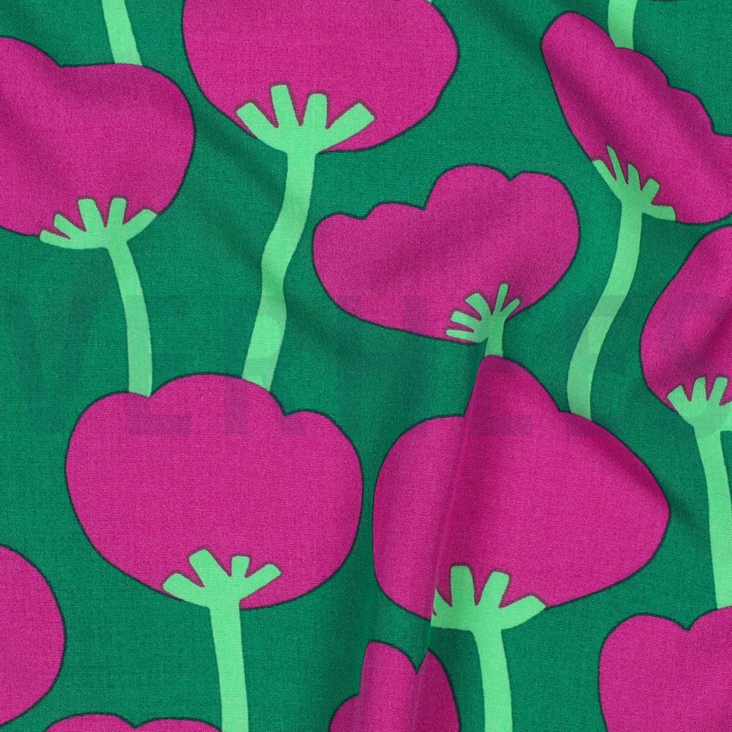 LENZING ECOVERO POPPIES NERIDA HANSEN DARK GREEN #2