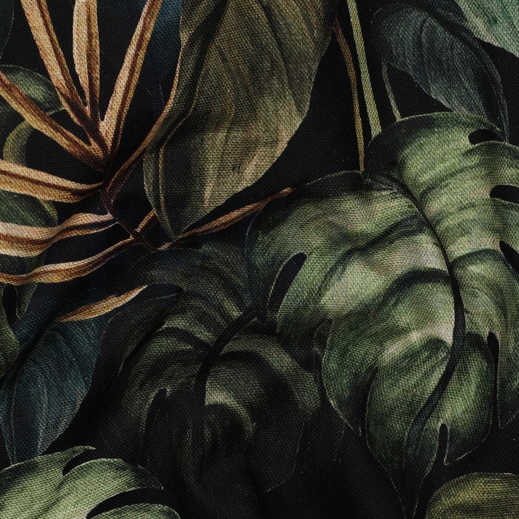 CANVAS DIGITAL TROPICAL LEAVES BLACK #2