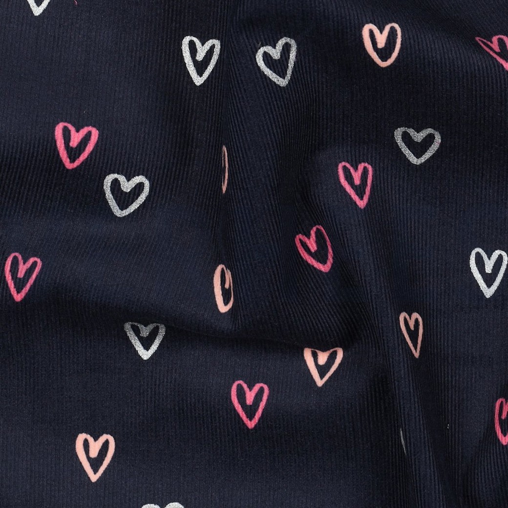 BABYCORD FOIL HEARTS NAVY #2
