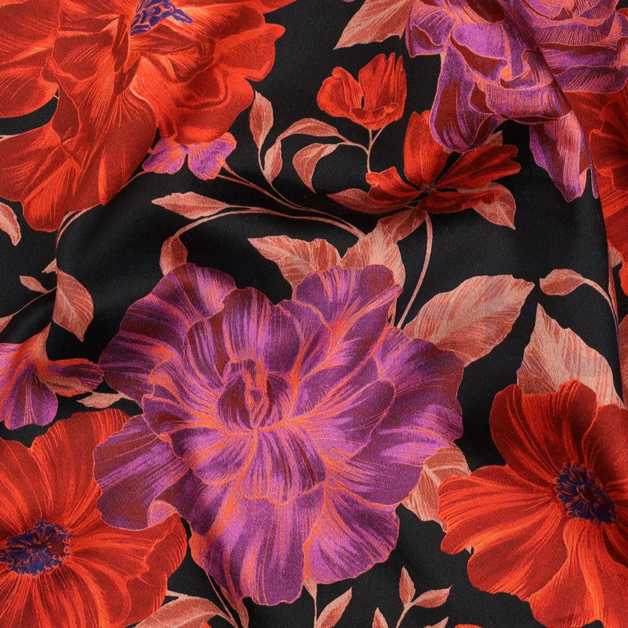 COTTON SATIN DIGITAL FLOWERS BLACK / RED (high resolution) #2