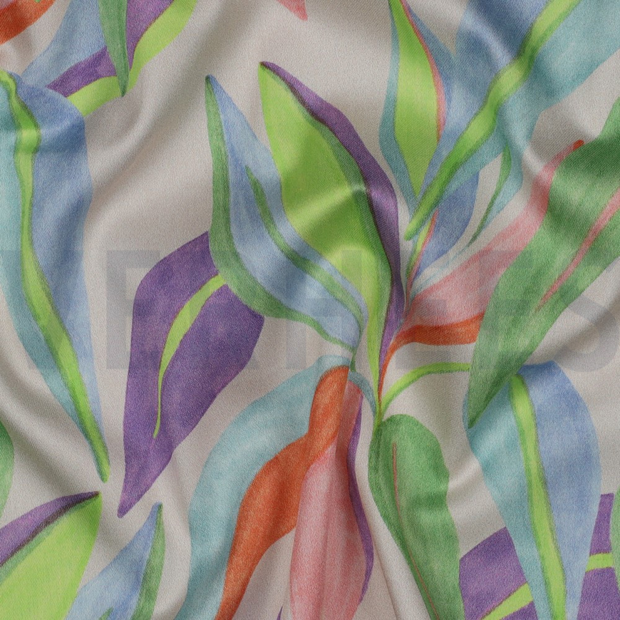 COTTON SATIN DIGITAL LEAVES ECRU (high resolution) #2