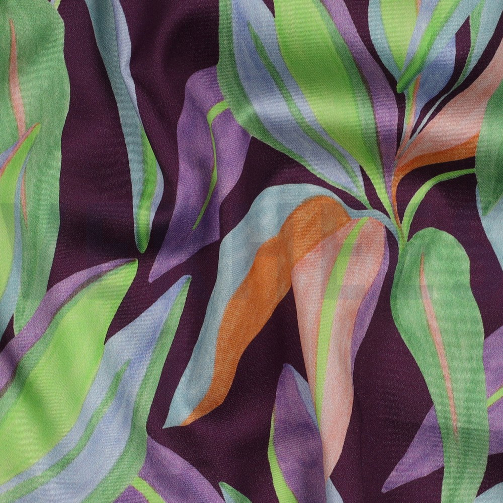 COTTON SATIN DIGITAL LEAVES DARK PURPLE (high resolution) #2