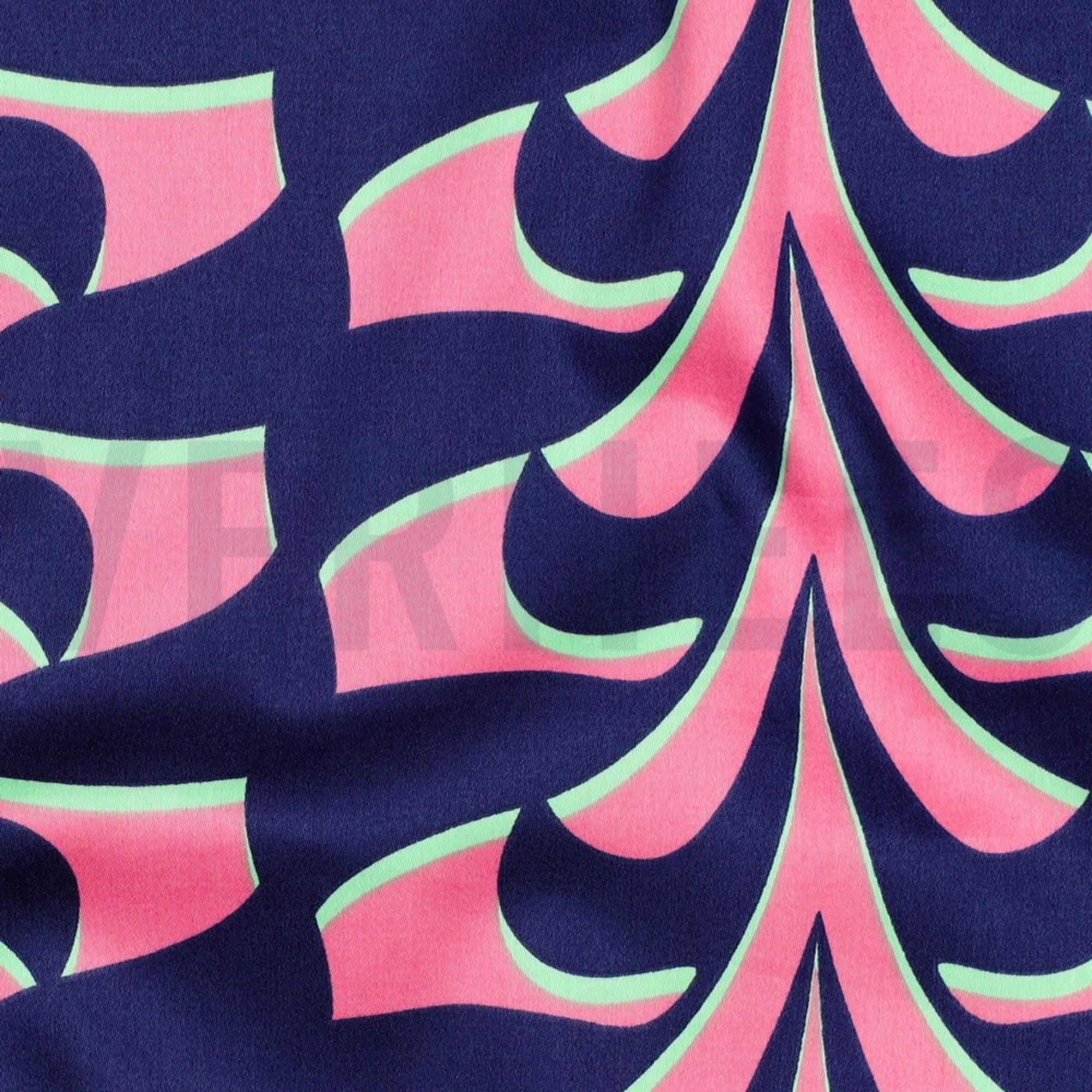 COTTON SATIN ABSTRACT FLOWERS NAVY (high resolution) #2