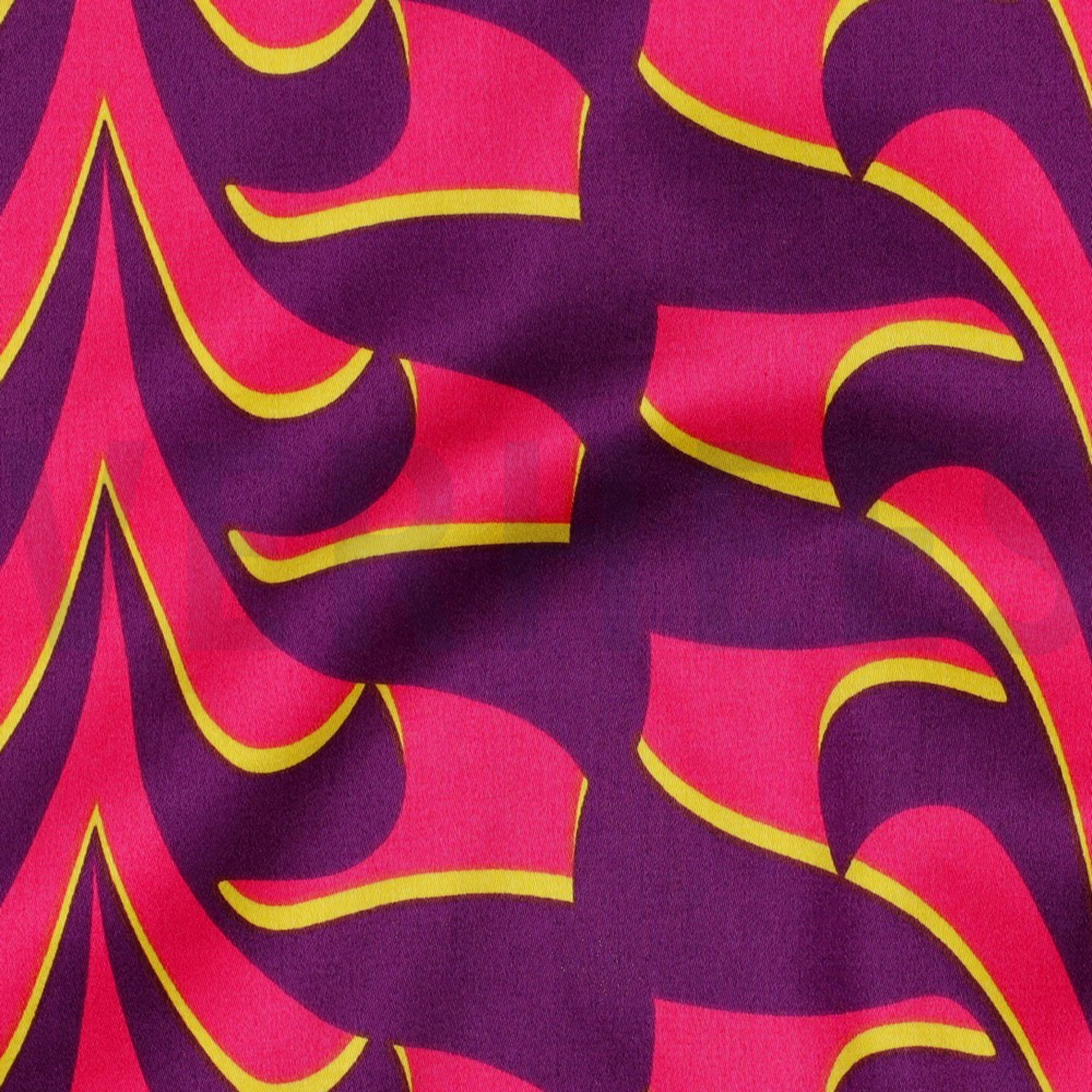 COTTON SATIN ABSTRACT FLOWERS DARK PURPLE (high resolution) #2