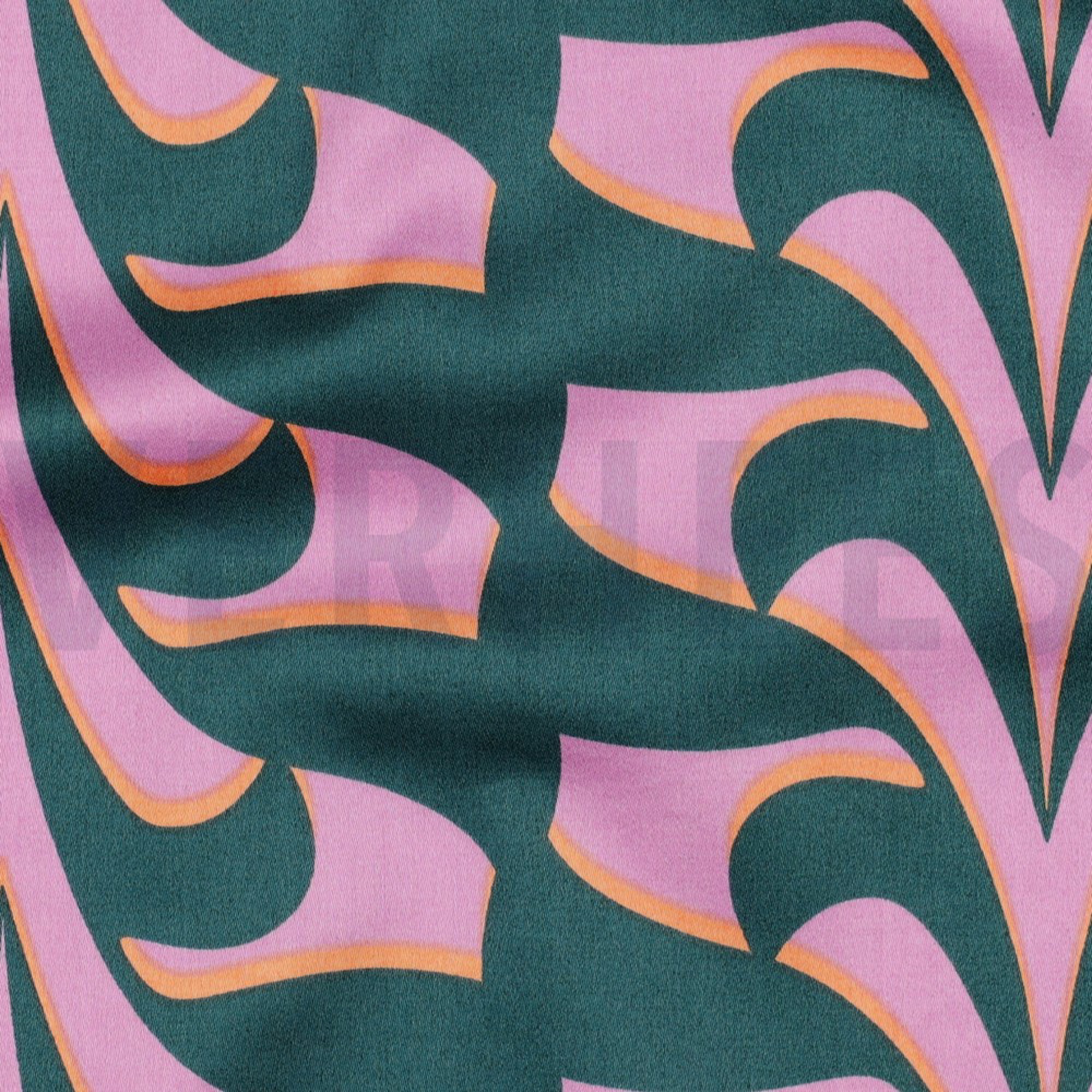 COTTON SATIN ABSTRACT FLOWERS DARK GREEN (high resolution) #2