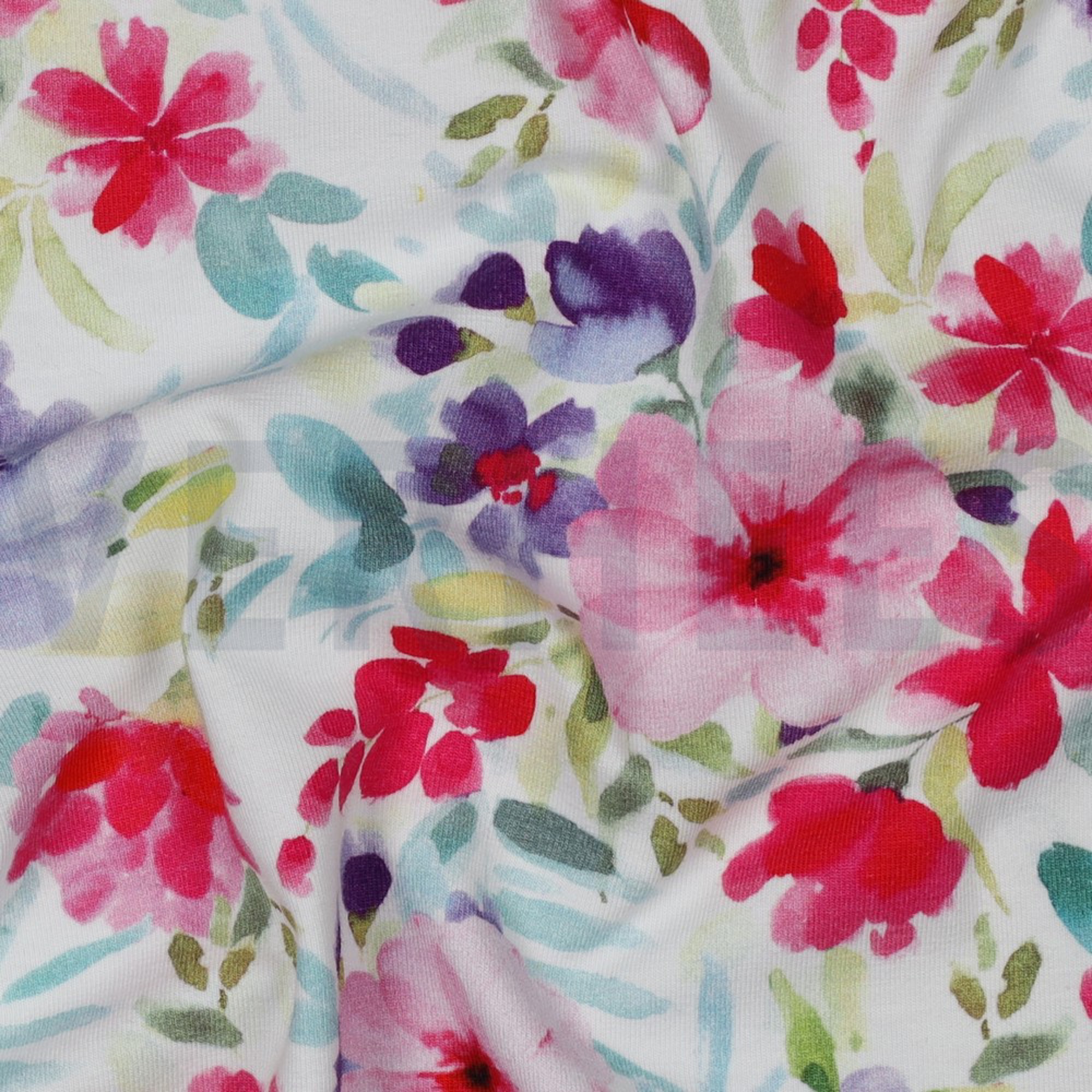 JERSEY DIGITAL AQUAREL FLOWERS WHITE (high resolution) #2