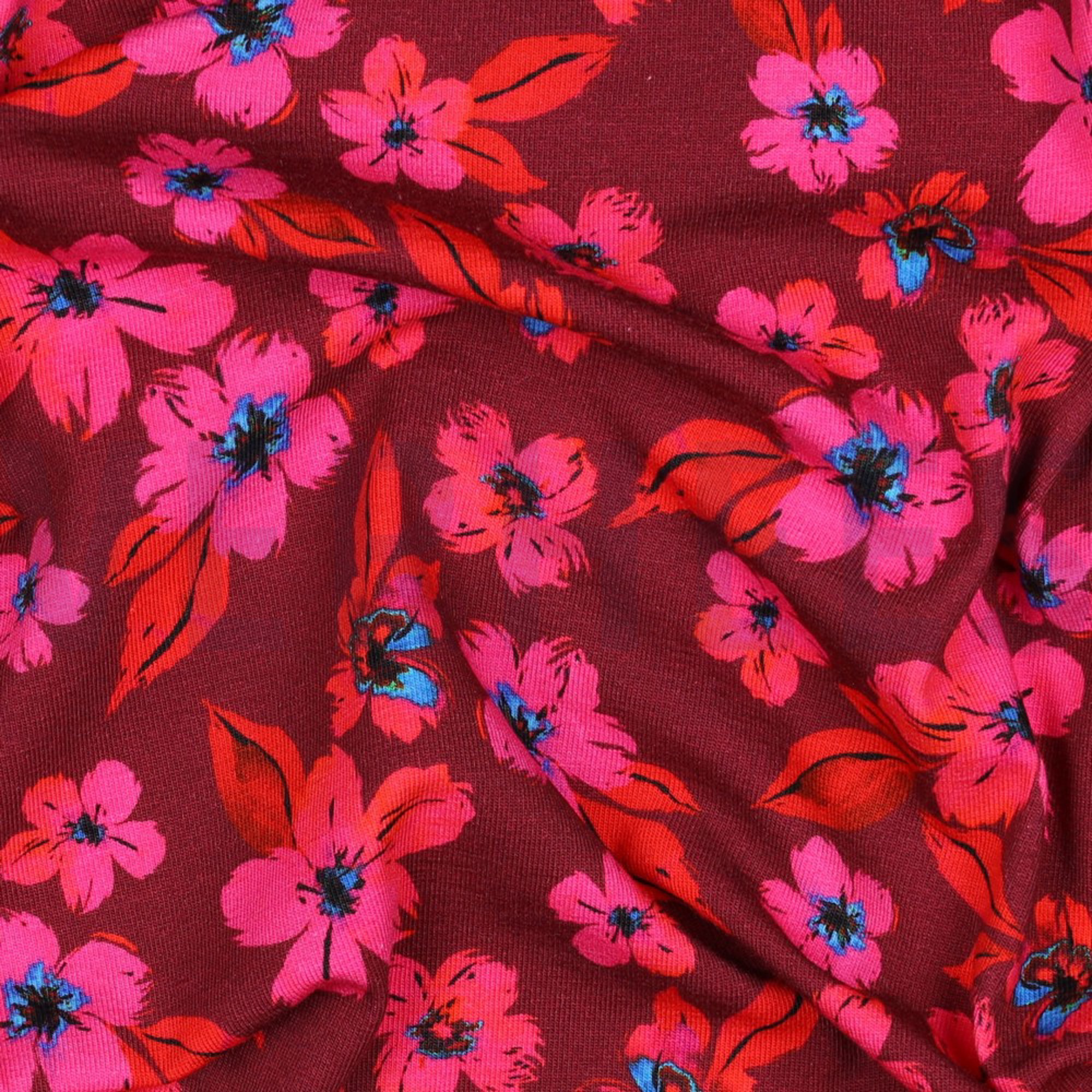 JERSEY DIGITAL FLOWERS PINK / RED (high resolution) #2