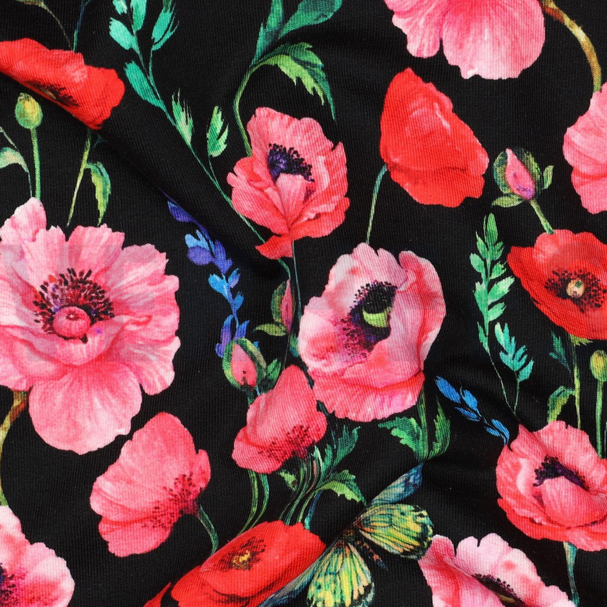 FRENCH TERRY DIGITAL FLOWERS BLACK (high resolution) #2
