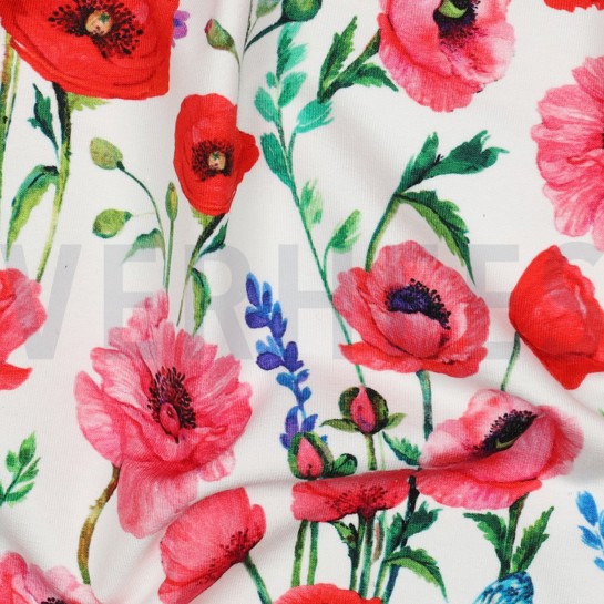 FRENCH TERRY DIGITAL FLEURS BLANC #7