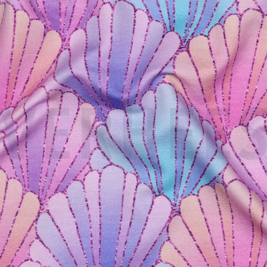 FRENCH TERRY DIGITAL SEASHELLS PURPLE #7