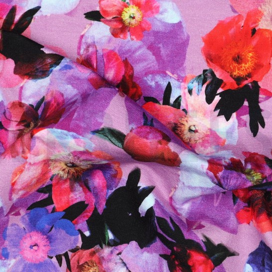 FRENCH TERRY DIGITAAL BLOEMEN LAVENDEL #7