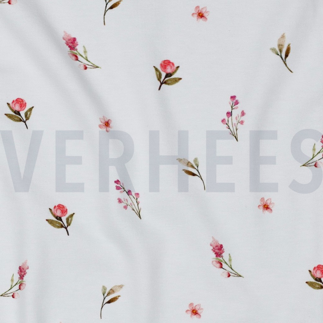 JERSEY DIGITAL RABBITS AND FLOWERS WHITE #2