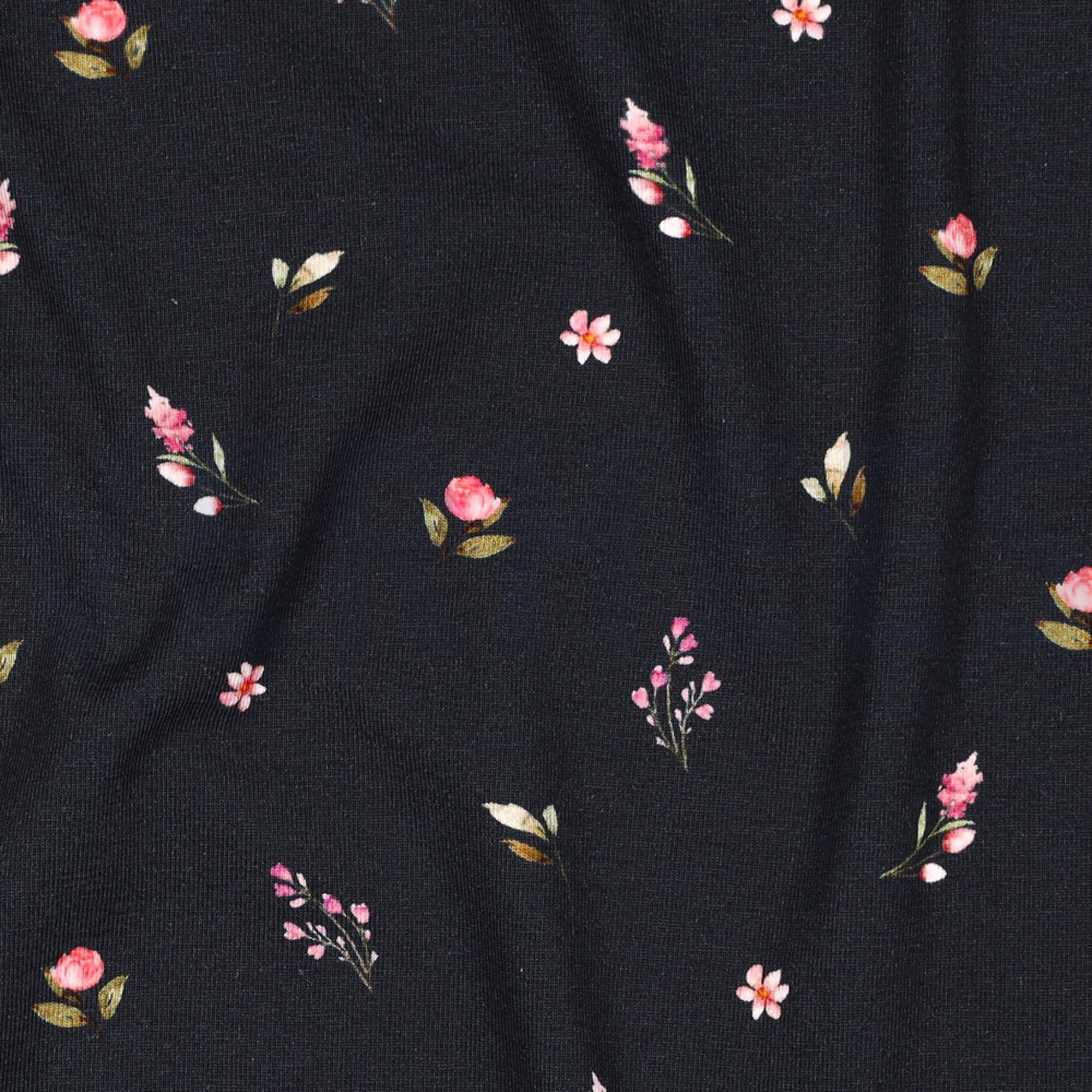 JERSEY DIGITAL RABBITS AND FLOWERS NAVY (high resolution) #2