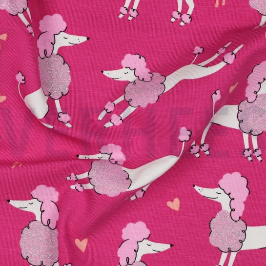 JERSEY GLITTER POODLES FUCHSIA #7