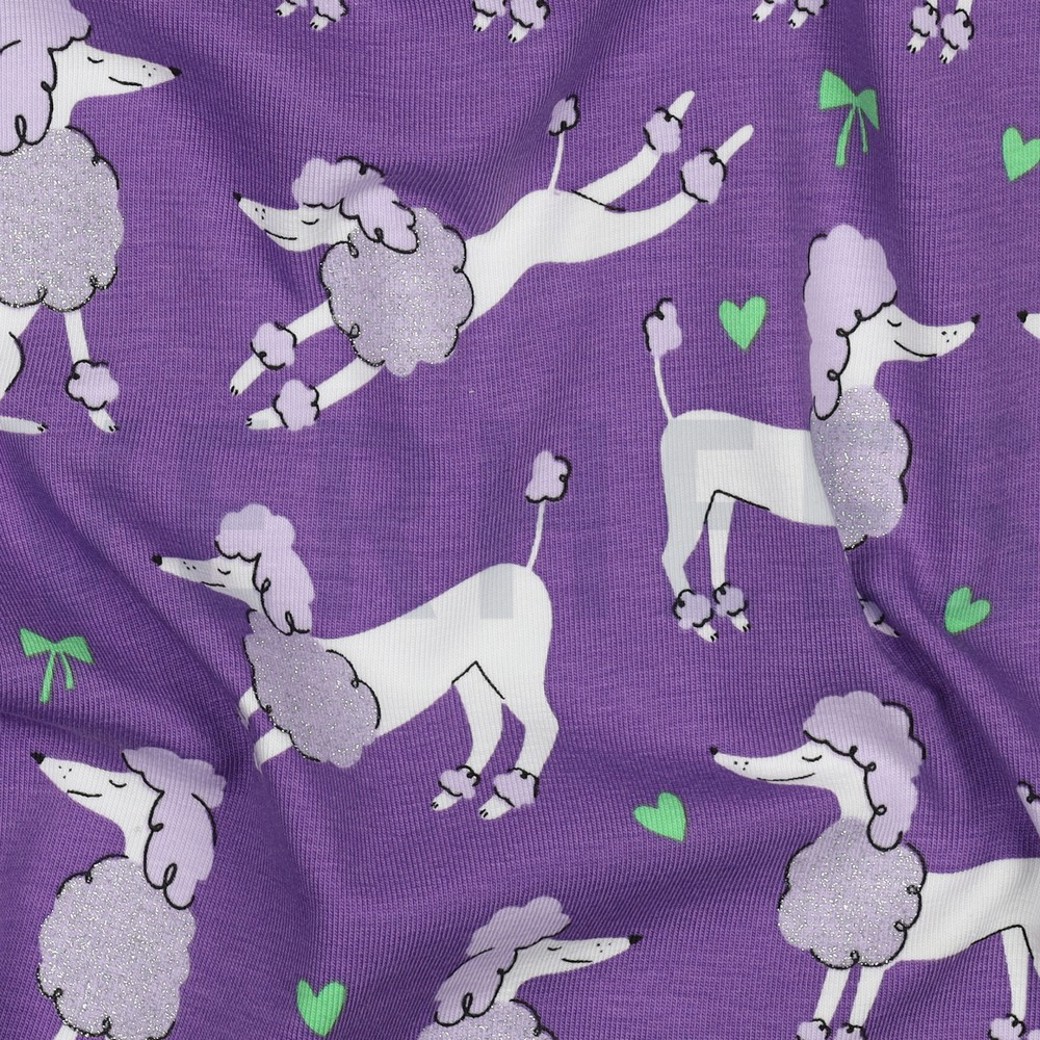 JERSEY GLITTER POODLES LAVENDER #2