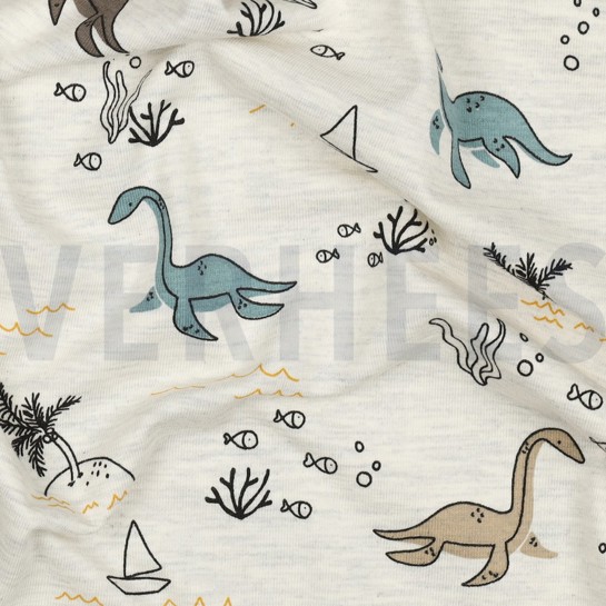JERSEY MÉLANGE DINOSAURES AQUATIQUES ÉCRU MÉLANGÉ #7