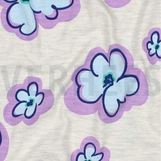 JERSEY MELANGE BLOEMEN ECRU GEMÊLEERD #7