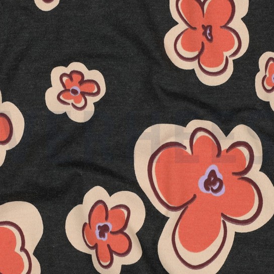 JERSEY MELANGE BLOEMEN ANTHRACIET GEMÊLEERD #7