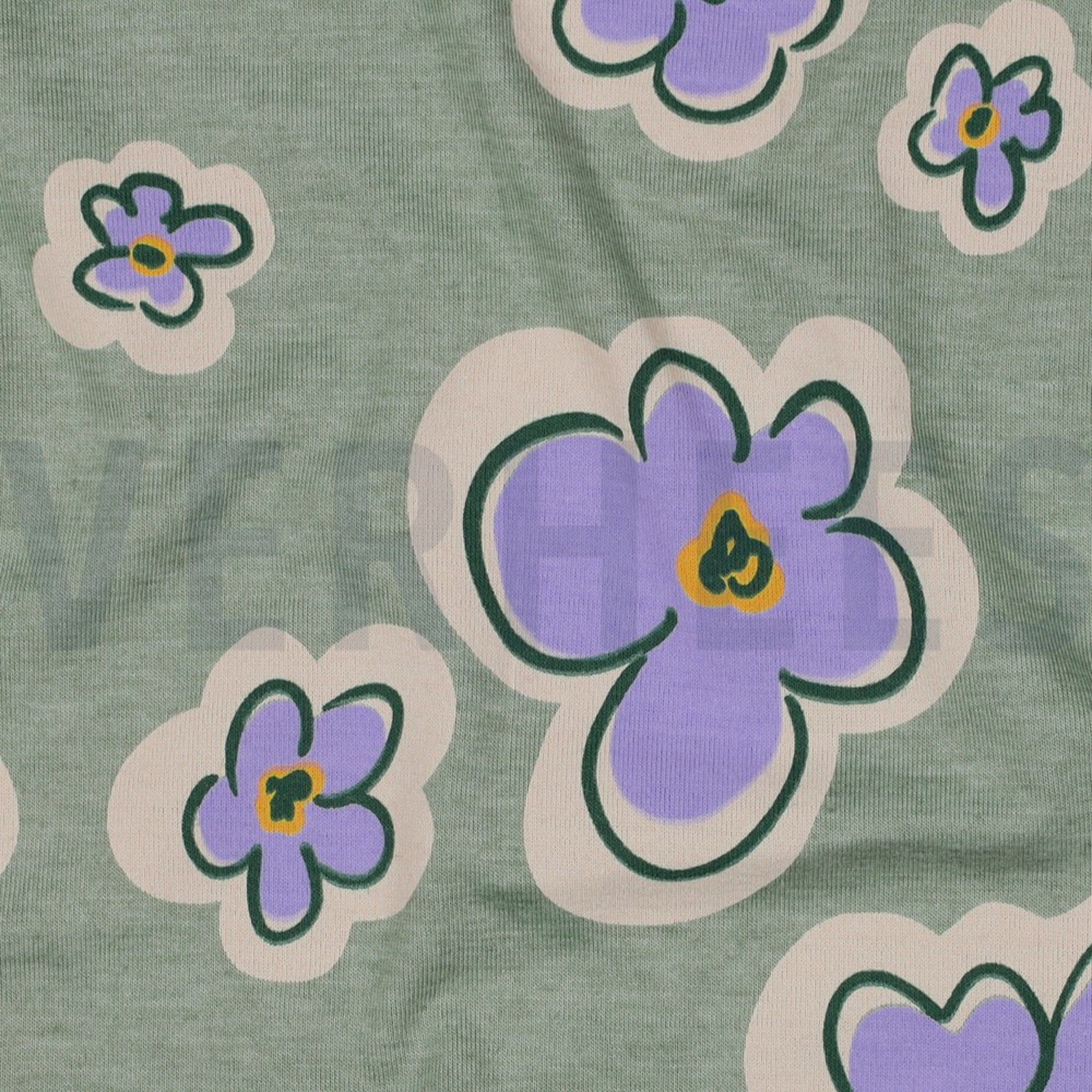 JERSEY MELANGE FLOWERS DARK MINT MELANGE (high resolution) #2