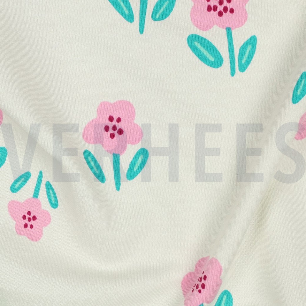 FRENCH TERRY FLOWERS OFF WHITE #2