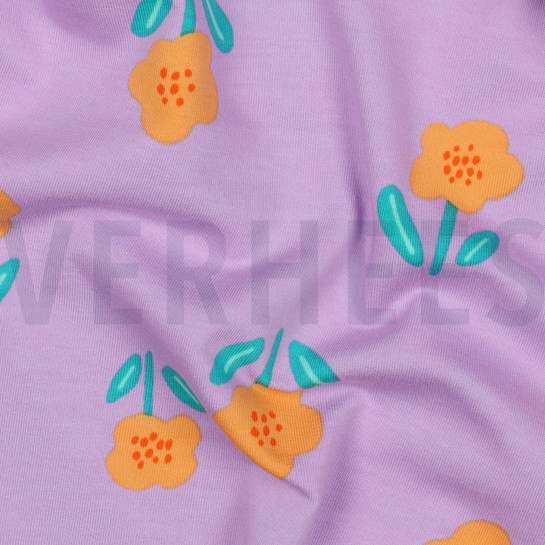 FRENCH TERRY FLOWERS LAVENDER #7