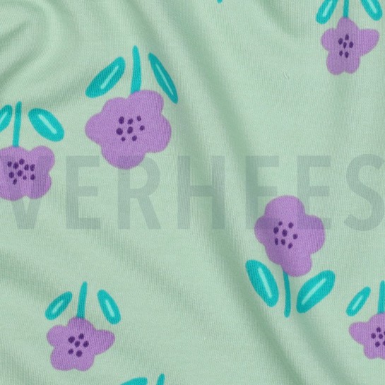 FRENCH TERRY FLEURS MENTHE #7