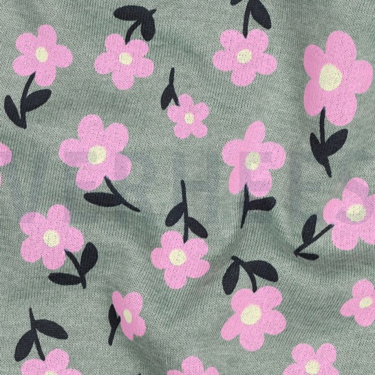 SWEAT MELANGE BLUMEN DUNKEL MINT MELIERT #7