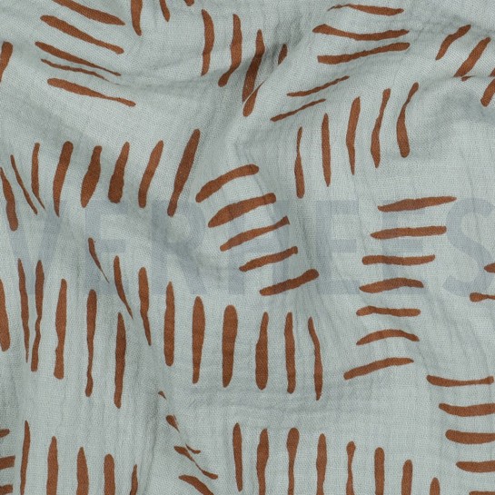 DOUBLE GAZE DE COTON ABSTRAIT VERT NIL #7