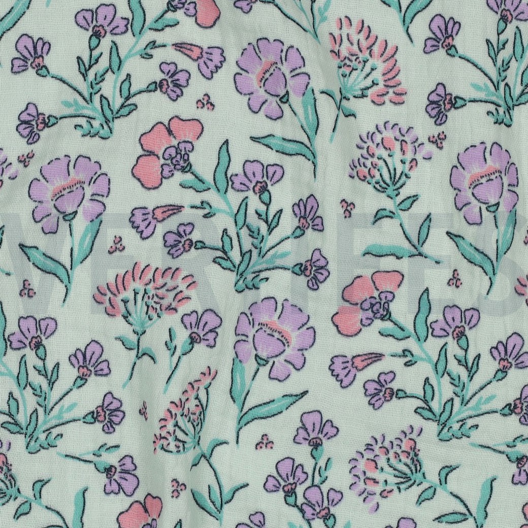 DOUBLE GAUZE FLOWERS MINT #2