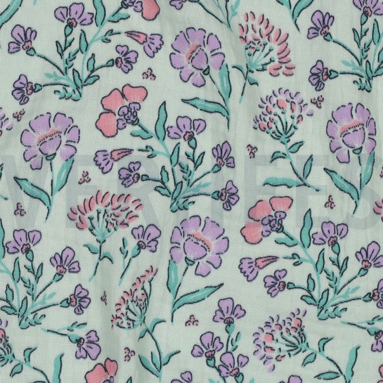 DOUBLE GAUZE BLOEMEN MINT #7