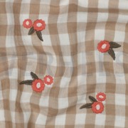 DOUBLE GAUZE CHECKS EMBROIDERY FLOWERS BEIGE (thumbnail) #2