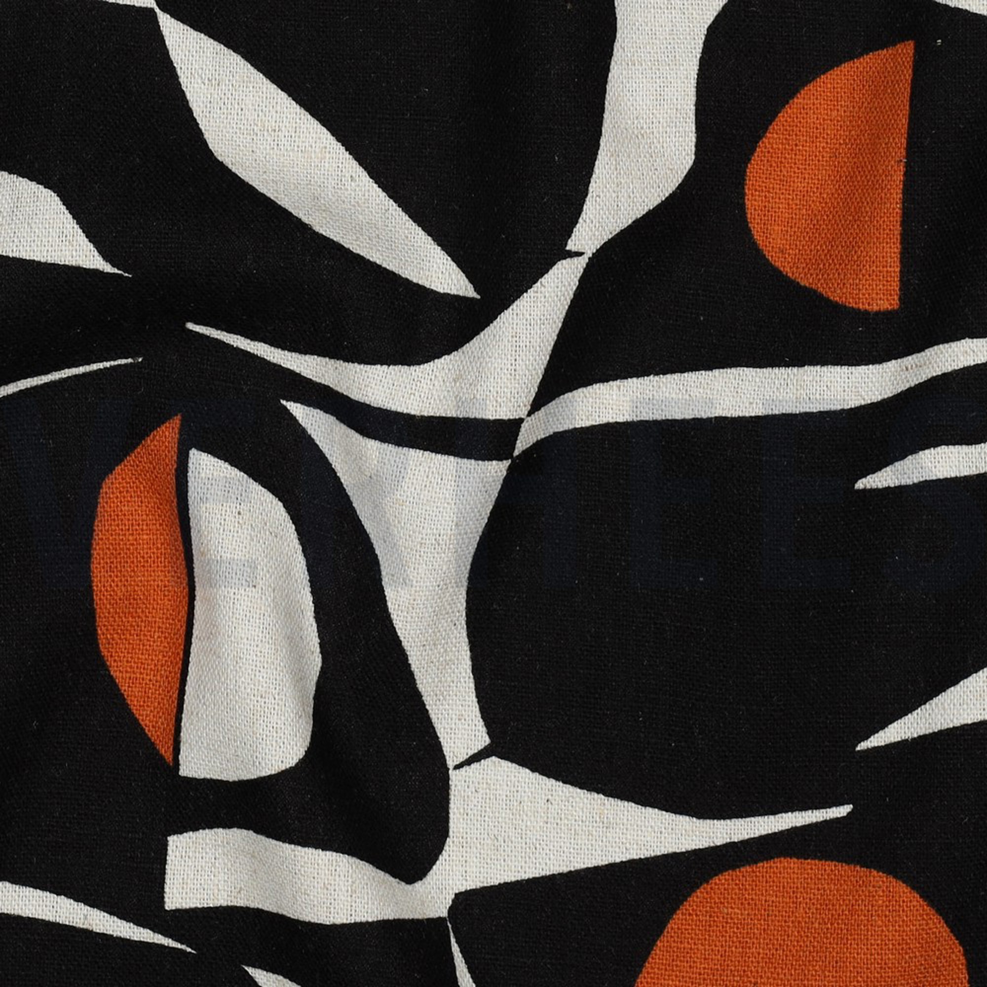 LINEN VISCOSE ABSTRACT BLACK/COGNAC (high resolution) #2