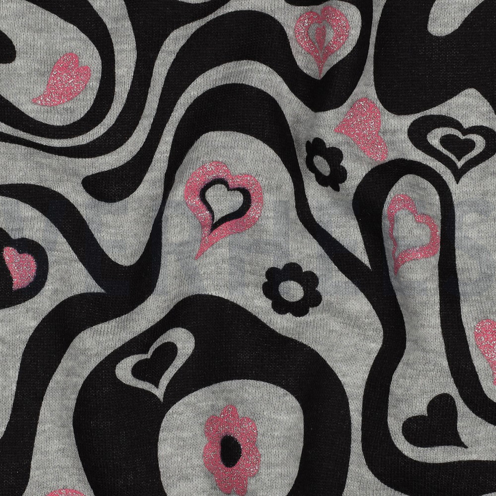 SWEAT MELANGE GLITTER RETRO FLOWERS LIGHT GREY MELANGE (high resolution) #2