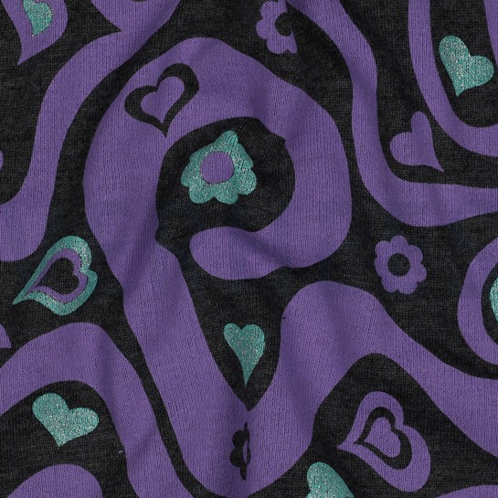 SWEAT MELANGE GLITZER RETRO BLUMEN ANTHRAZIT MELIERT #7