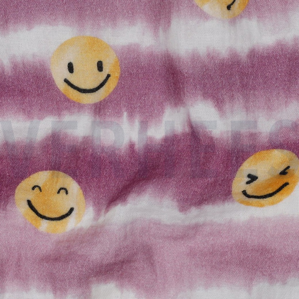 DOUBLE GAUZE DIGITAL HAPPY FACES BLUSH #2