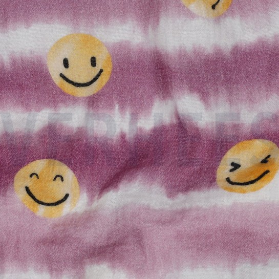 DOUBLE GAUZE DIGITAL HAPPY FACES BLUSH #7