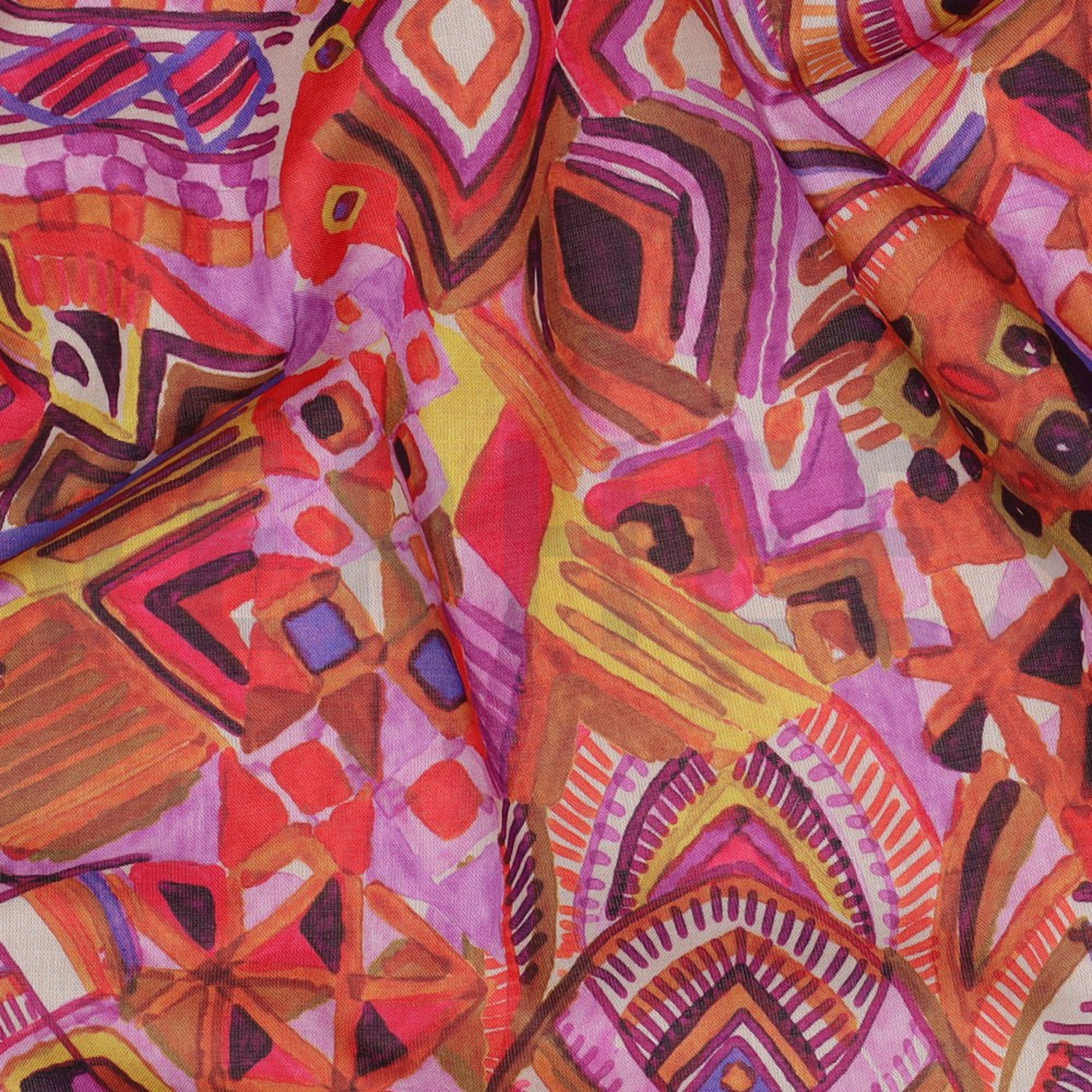 COTTON VOILE DIGITAL ABSTRACT OCHRE (high resolution) #2