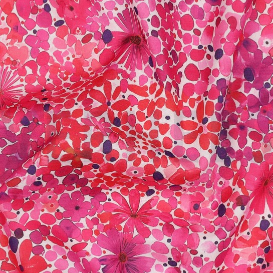 COTTON VOILE DIGITAL FLOWERS PINK #7