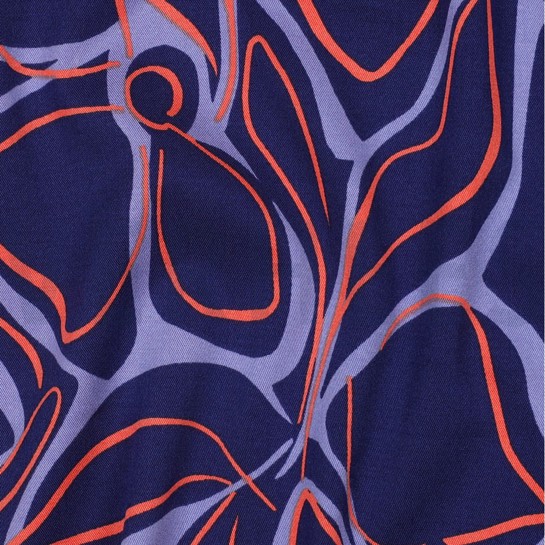 VISKOSE ROSELLA STRETCH ABSTRACT BLUMEN MARINEBLAU #7