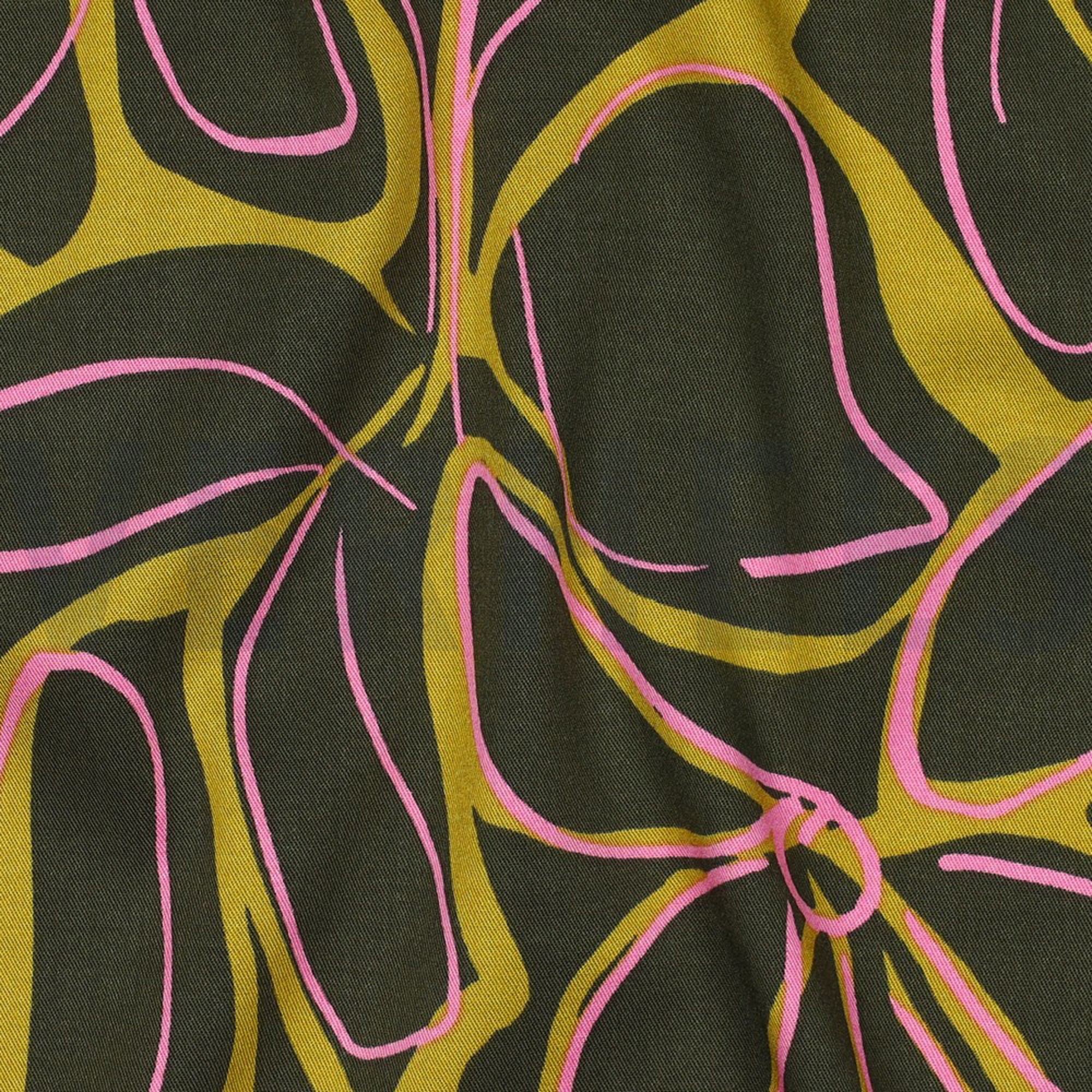 ROSELLA STRETCH ABSTRACT FLOWERS DARK GREEN (high resolution) #2