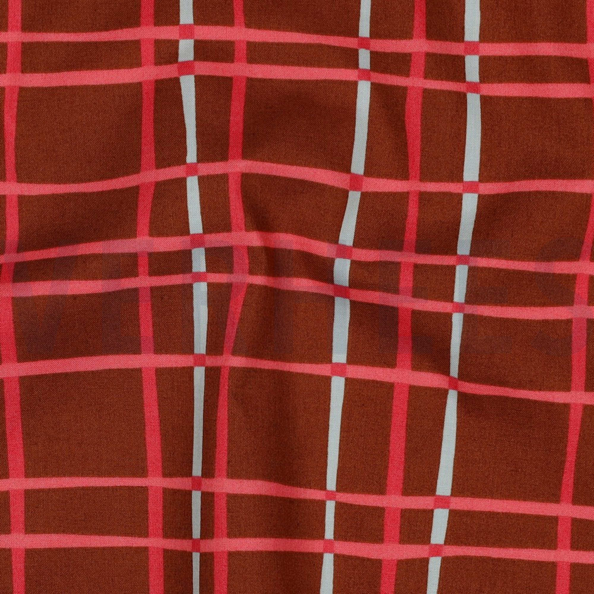 FINE POPLIN FLOWERS & CHECKS CARAMEL (high resolution) #2