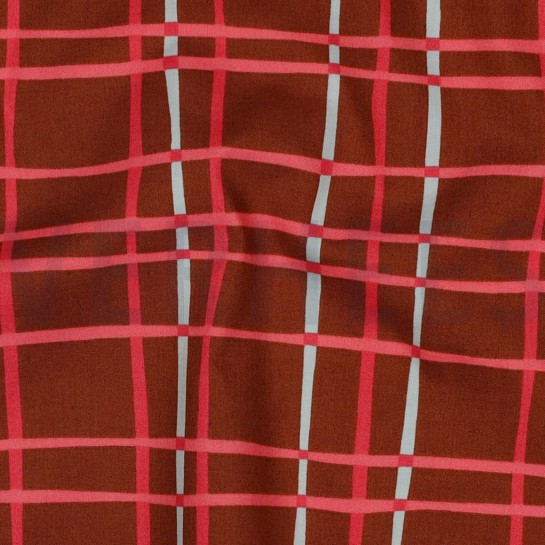 BAUMWOLLE POPELINE BLUMEN & KAROS KARAMELL #7