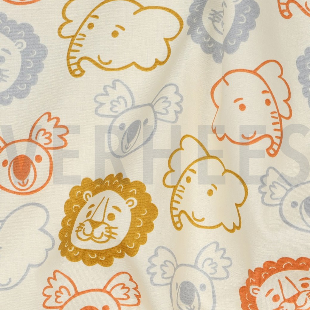 FINE POPLIN SAFARI ANIMALS ECRU #2