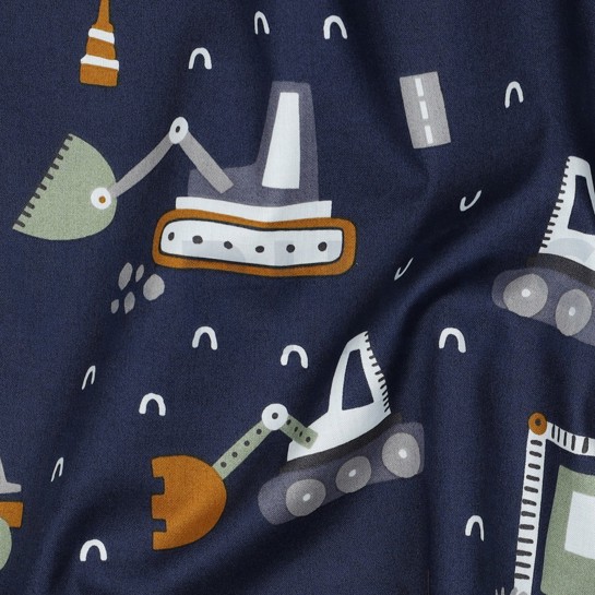 KATOENEN POPLIN VOERTUIGEN MARINEBLAUW #7