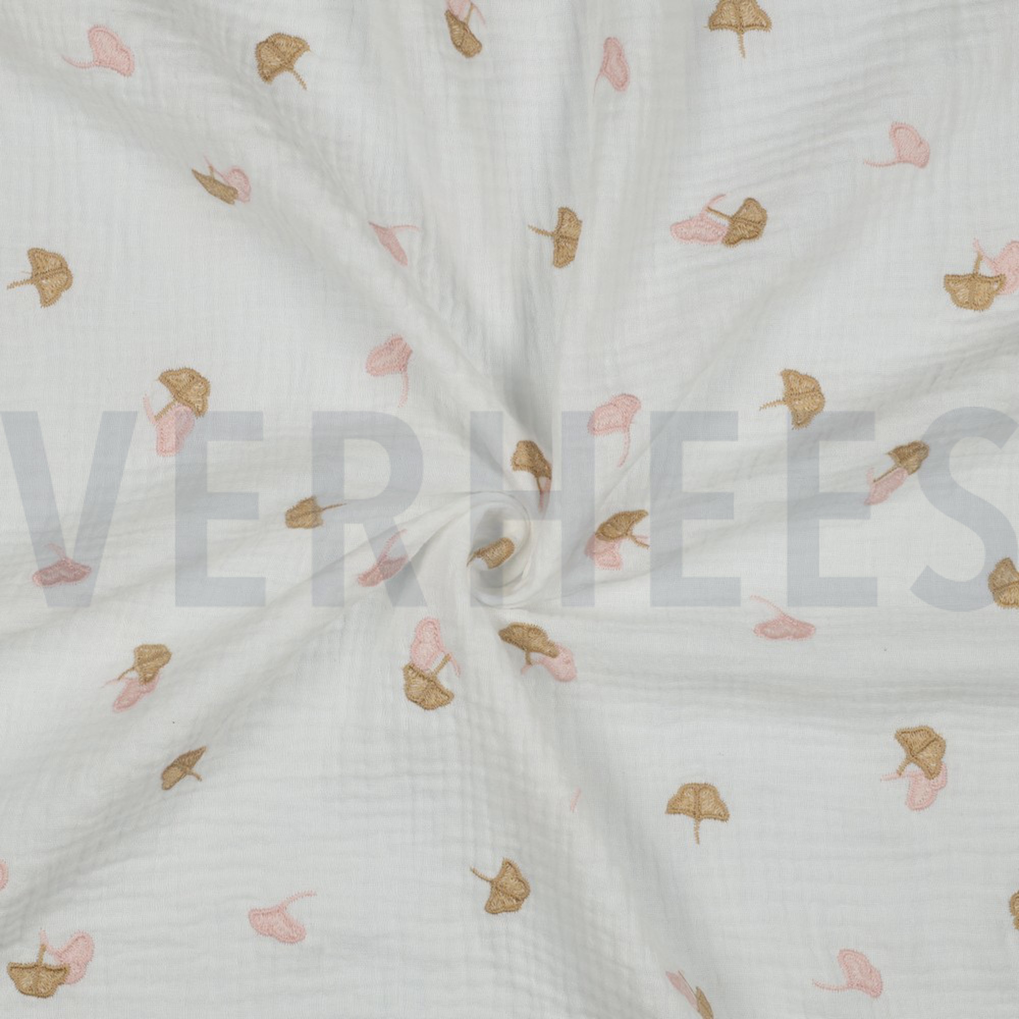 DOUBLE GAUZE EMBROIDERY LEAVES OFF WHITE (high resolution) #2