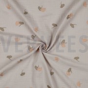DOUBLE GAUZE EMBROIDERY LEAVES LIGHT SAND (thumbnail) #2