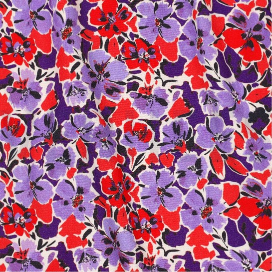 VISCOSE ROSELLA STRETCH DIGITAAL BLOEMEN LILA #7