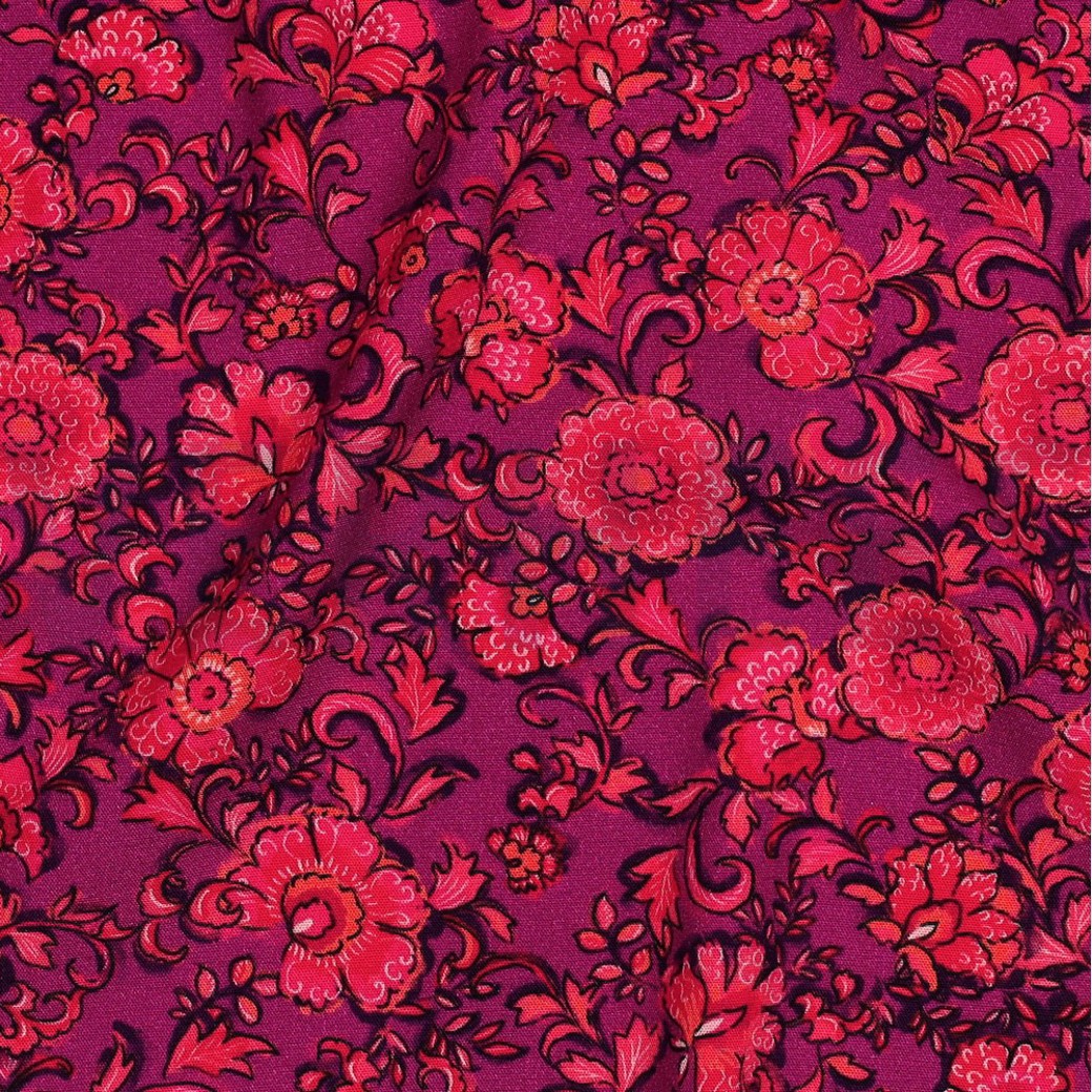 VISCOSE POPLIN STRETCH DIGITAL FLOWERS FUCHSIA #2