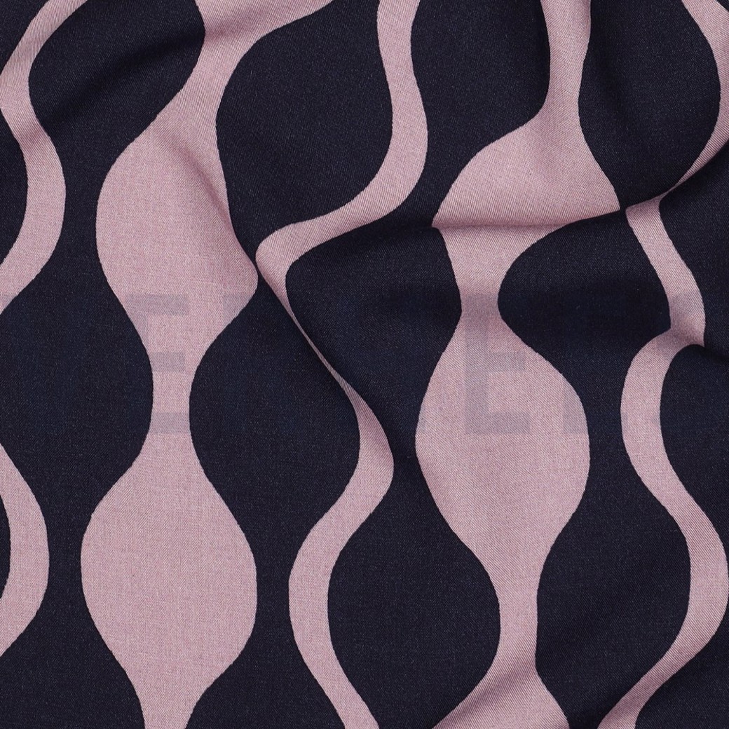 LENZING ECOVERO ABSTRACT NAVY / MAUVE #2